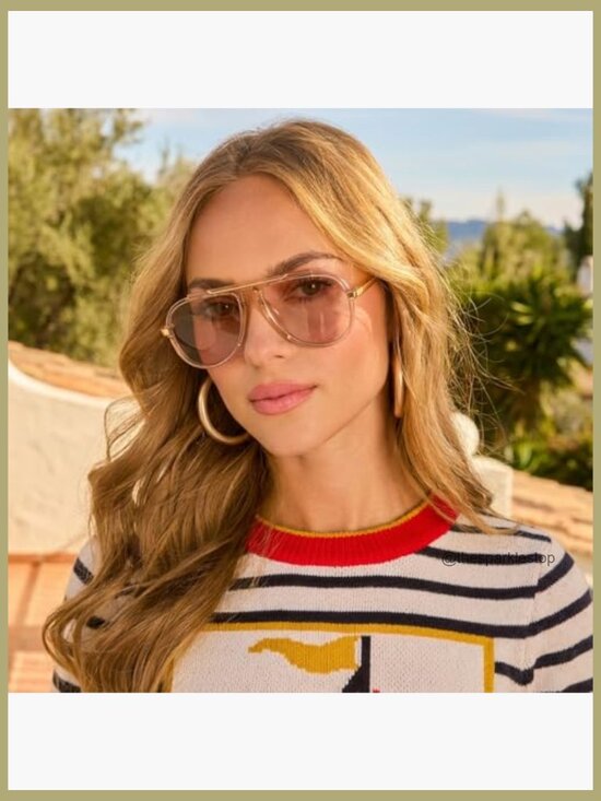 Oversized Aviator Sunglasses with Plastic Frame, UV400 Protection